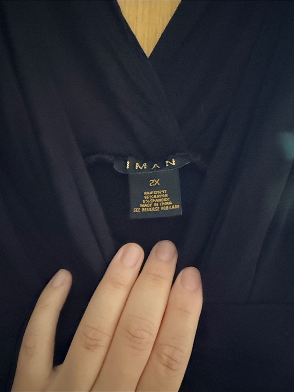 IMAN Black Wrap Dress with V-Neck - 2X